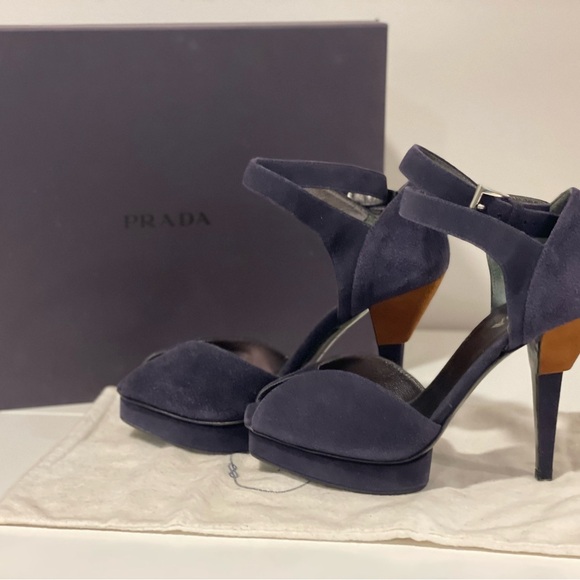 Never been worn Navy blue Prada Heels - Picture 6 of 8